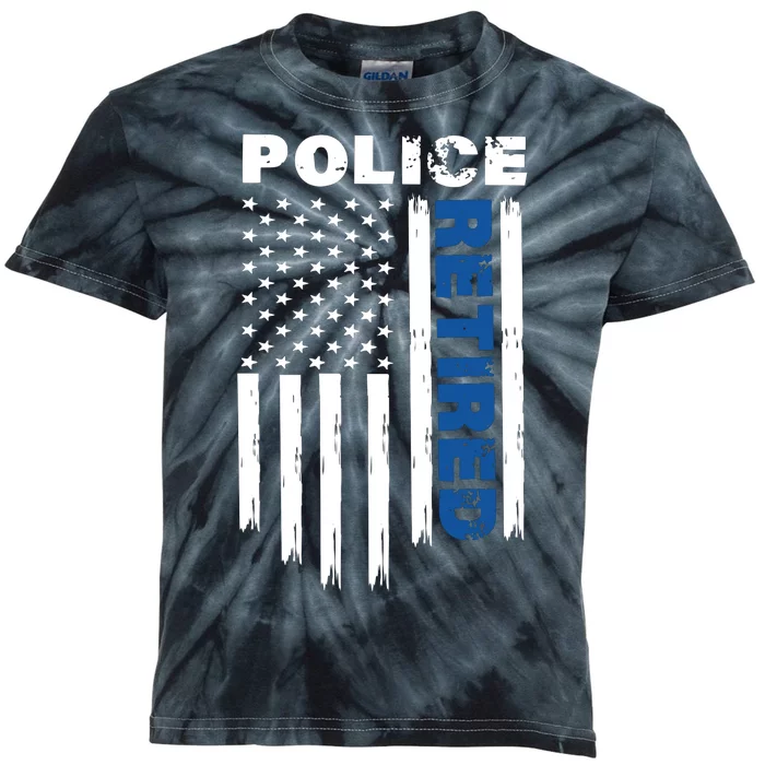 Retired Police Blue Flag Kids Tie-Dye T-Shirt