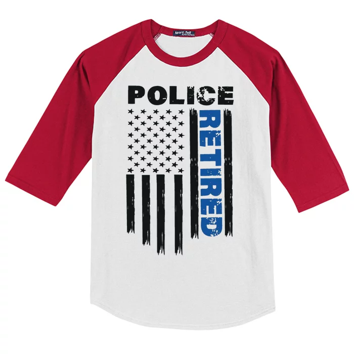 Retired Police Blue Flag Kids Colorblock Raglan Jersey