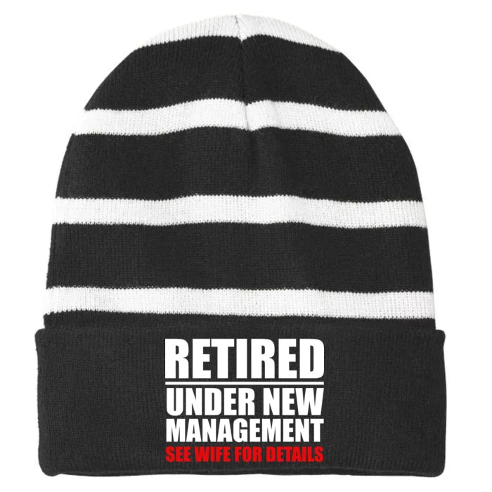 Retired Under New Management Striped Beanie with Solid Band