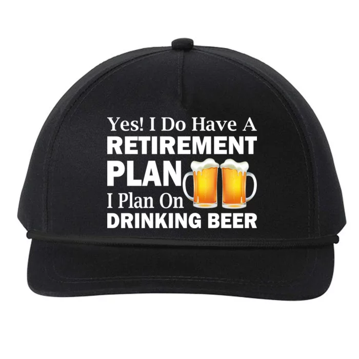 Retirement Plan Drinking Beer Snapback Five-Panel Rope Hat