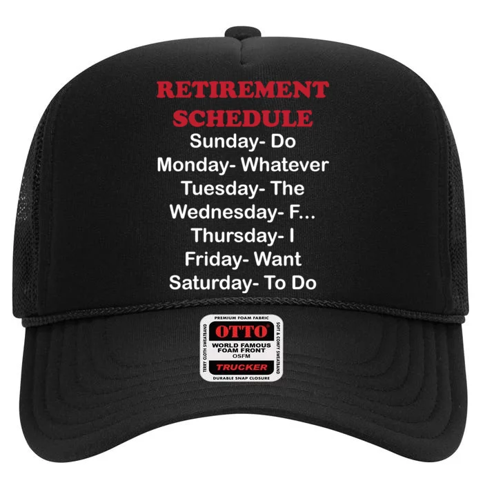 Retirement Schedule High Crown Mesh Trucker Hat