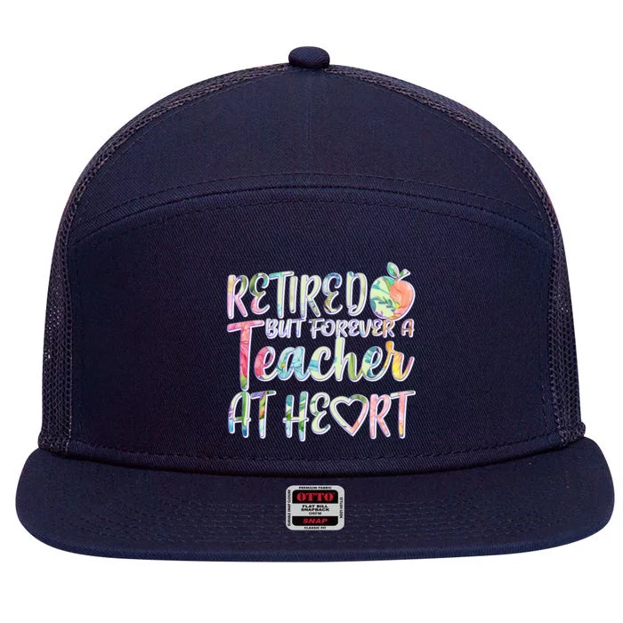 Retried But Forever A Teacher At Heart 7 Panel Mesh Trucker Snapback Hat