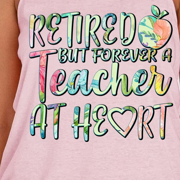 Retried But Forever A Teacher At Heart Women's Knotted Racerback Tank