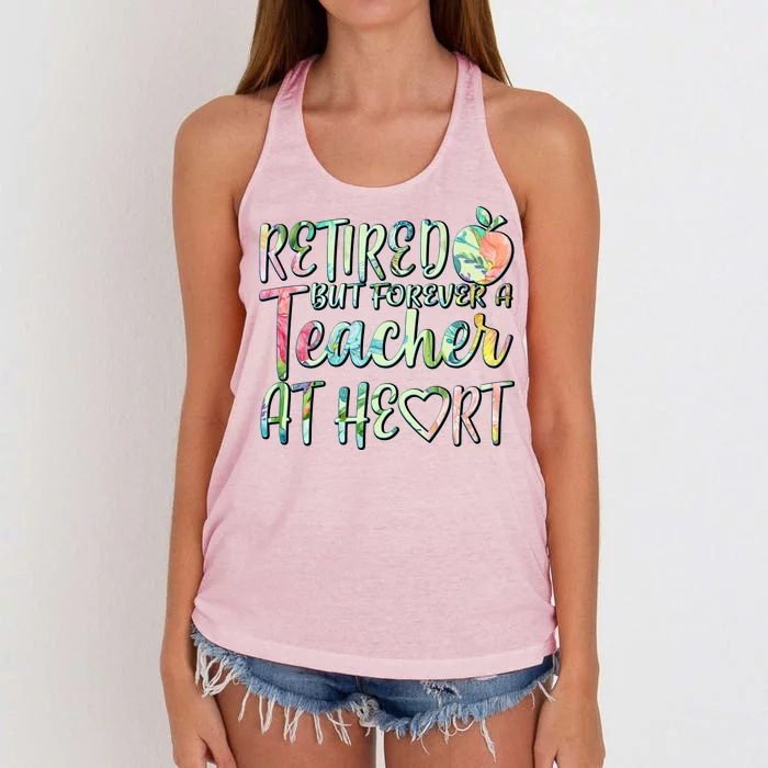 Retried But Forever A Teacher At Heart Women's Knotted Racerback Tank