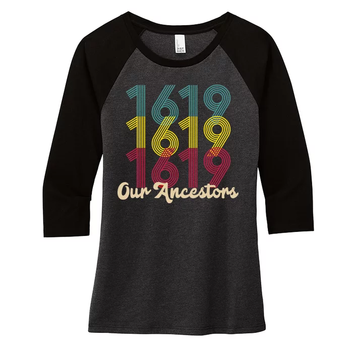 Retro 1619 Our Ancestors Women's Tri-Blend 3/4-Sleeve Raglan Shirt