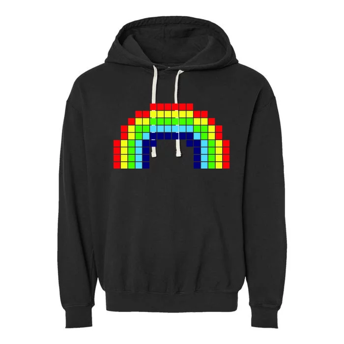 Retro 8 Bit Rainbow Garment-Dyed Fleece Hoodie