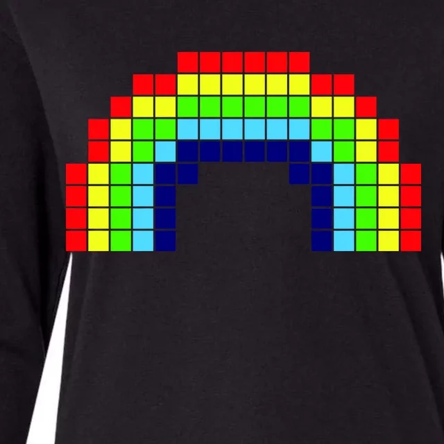 Retro 8 Bit Rainbow Womens Cotton Relaxed Long Sleeve T-Shirt