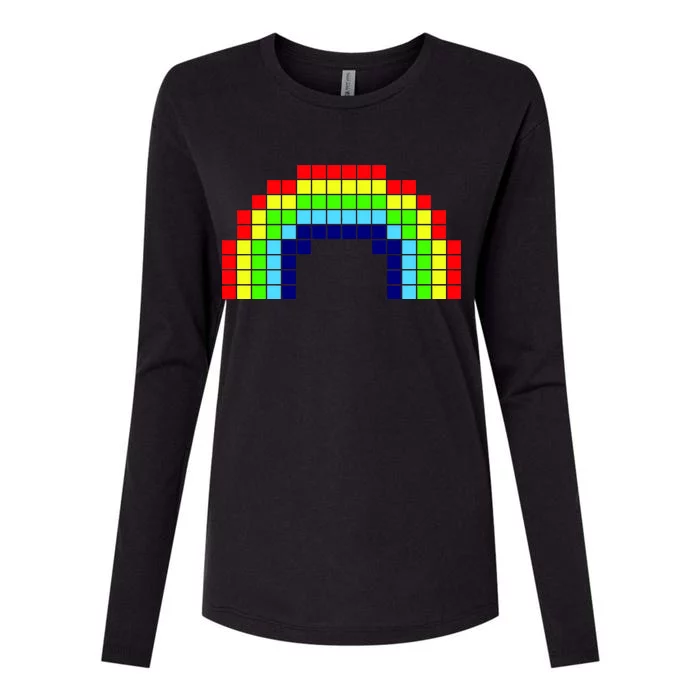 Retro 8 Bit Rainbow Womens Cotton Relaxed Long Sleeve T-Shirt