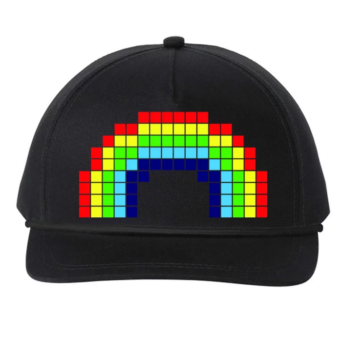 Retro 8 Bit Rainbow Snapback Five-Panel Rope Hat