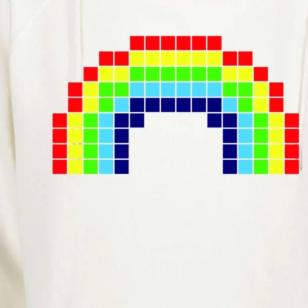 Retro 8 Bit Rainbow Womens Funnel Neck Pullover Hood