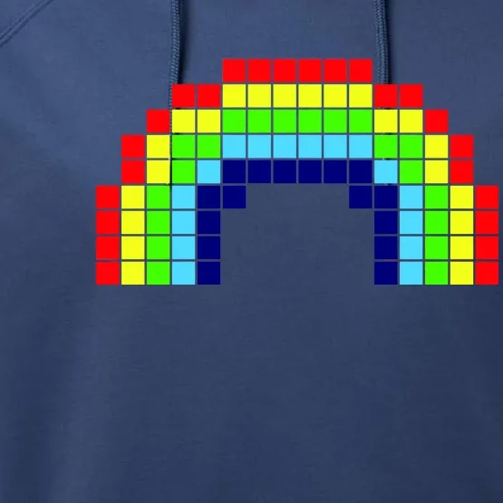 Retro 8 Bit Rainbow Performance Fleece Hoodie