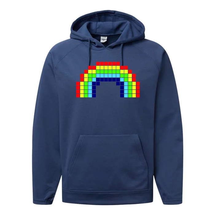 Retro 8 Bit Rainbow Performance Fleece Hoodie