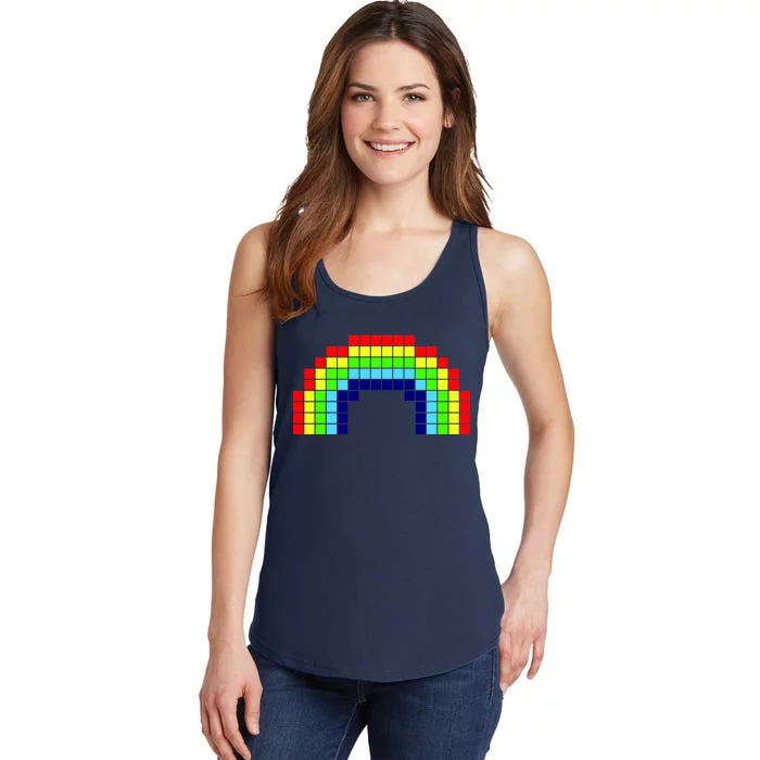 Retro 8 Bit Rainbow Ladies Essential Tank