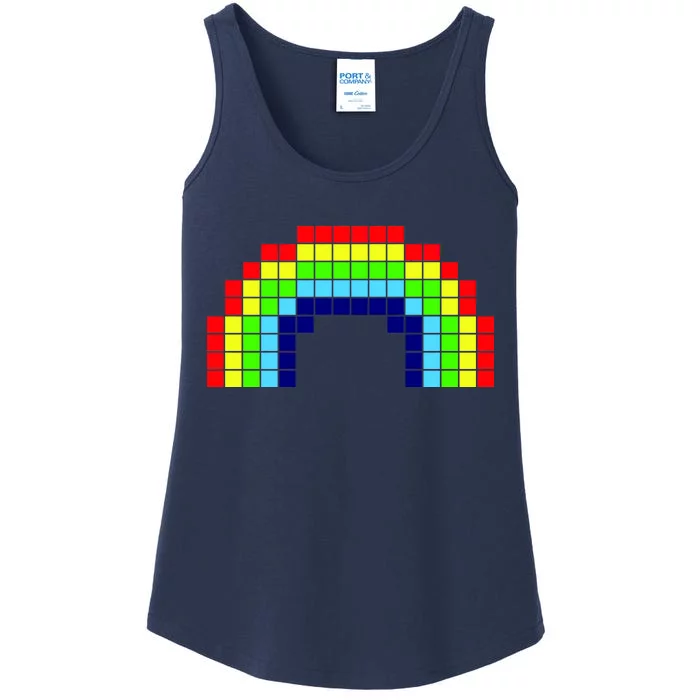 Retro 8 Bit Rainbow Ladies Essential Tank