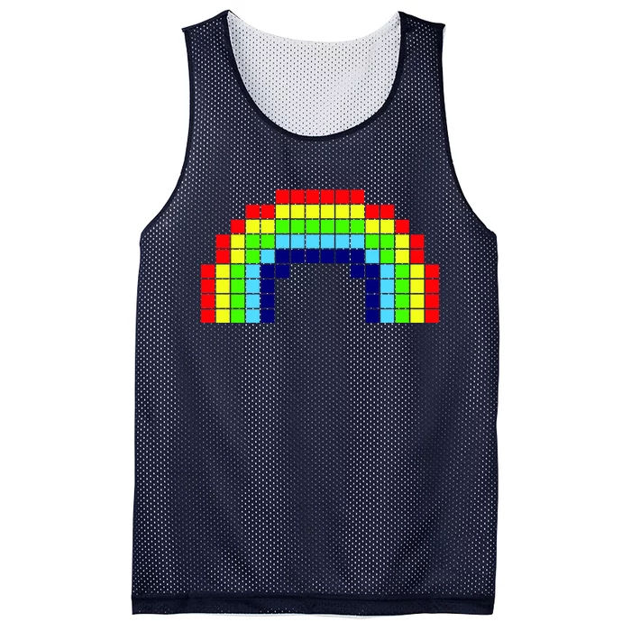 Retro 8 Bit Rainbow Mesh Reversible Basketball Jersey Tank