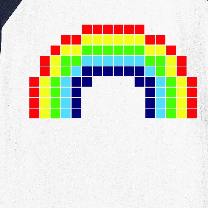 Retro 8 Bit Rainbow Baseball Sleeve Shirt