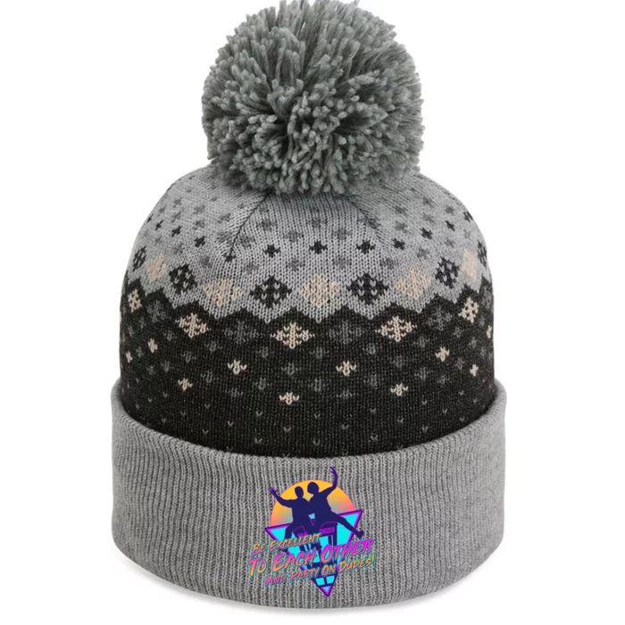 Retro 80's Bill And Ted Be Excellent to Each Other Party On Dudes! The Baniff Cuffed Pom Beanie