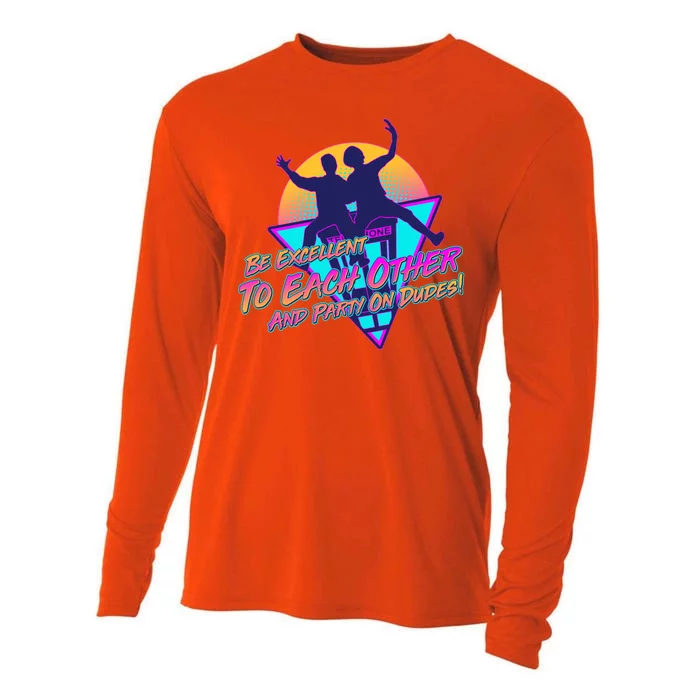 Retro 80's Bill And Ted Be Excellent to Each Other Party On Dudes! Cooling Performance Long Sleeve Crew