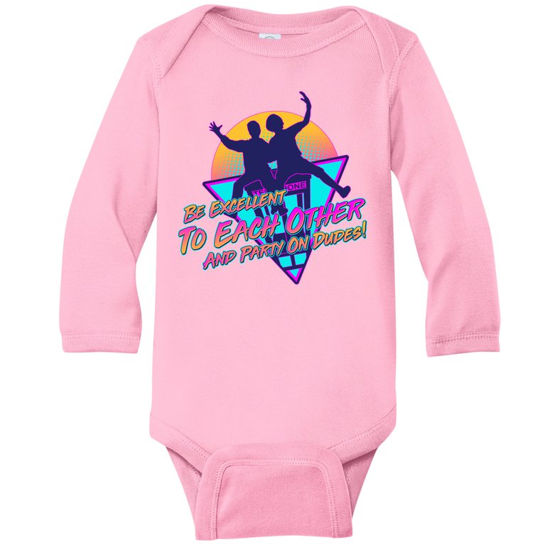 Retro 80's Bill And Ted Be Excellent to Each Other Party On Dudes! Baby Long Sleeve Bodysuit