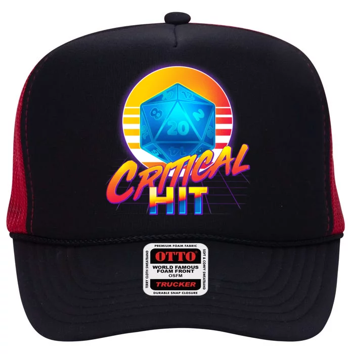 Retro 80's DnD Critical Hit High Crown Mesh Trucker Hat