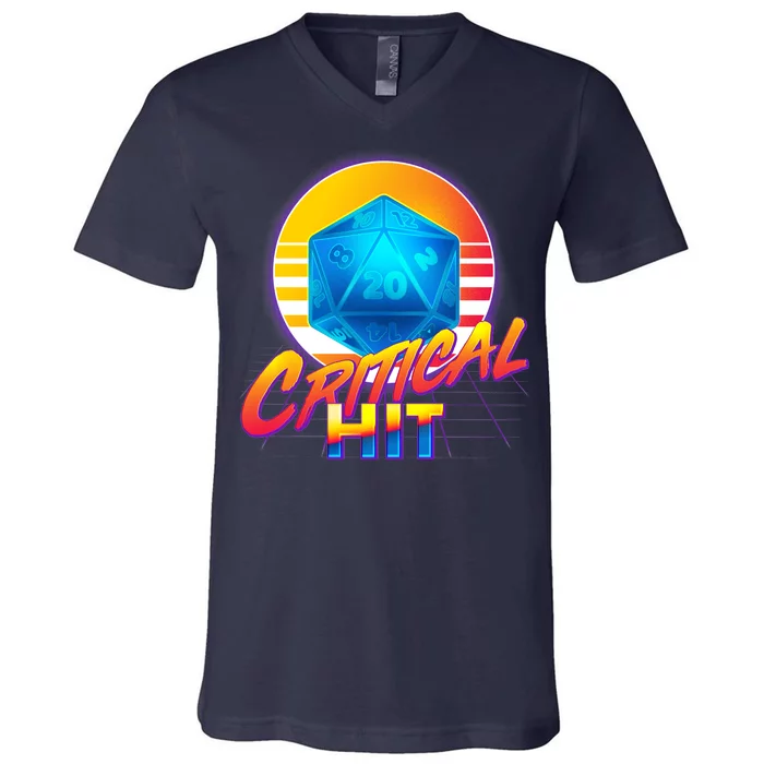 Retro 80's DnD Critical Hit V-Neck T-Shirt