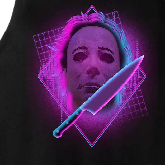 Retro 80's Eighties Myers With Knife Ladies Tri-Blend Wicking Tank