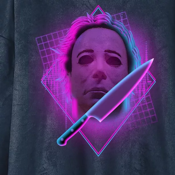 Retro 80's Eighties Myers With Knife Hooded Wearable Blanket