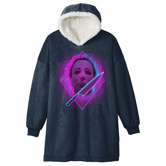 Retro 80's Eighties Myers With Knife Hooded Wearable Blanket