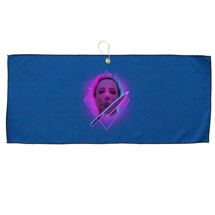 Retro 80's Eighties Myers With Knife Large Microfiber Waffle Golf Towel