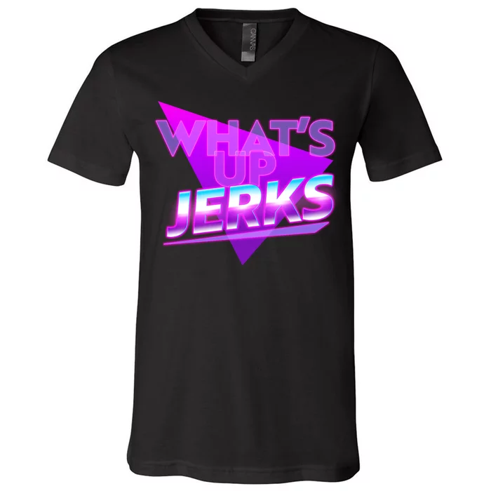 Retro 80's Eighties What's Up Jerks V-Neck T-Shirt