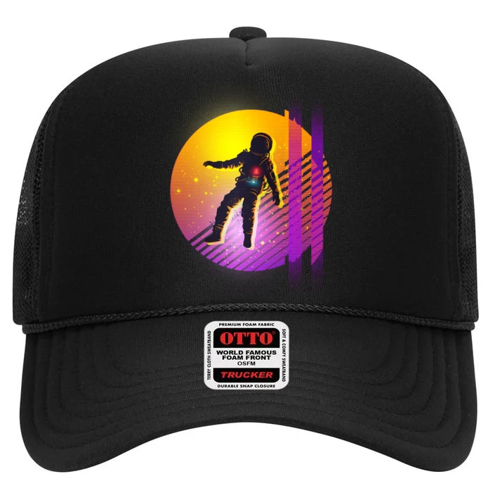 Retro 80's Glitch Astronaut High Crown Mesh Trucker Hat