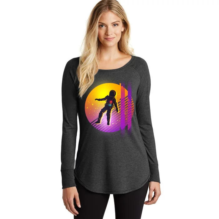 Retro 80's Glitch Astronaut Women's Perfect Tri Tunic Long Sleeve Shirt