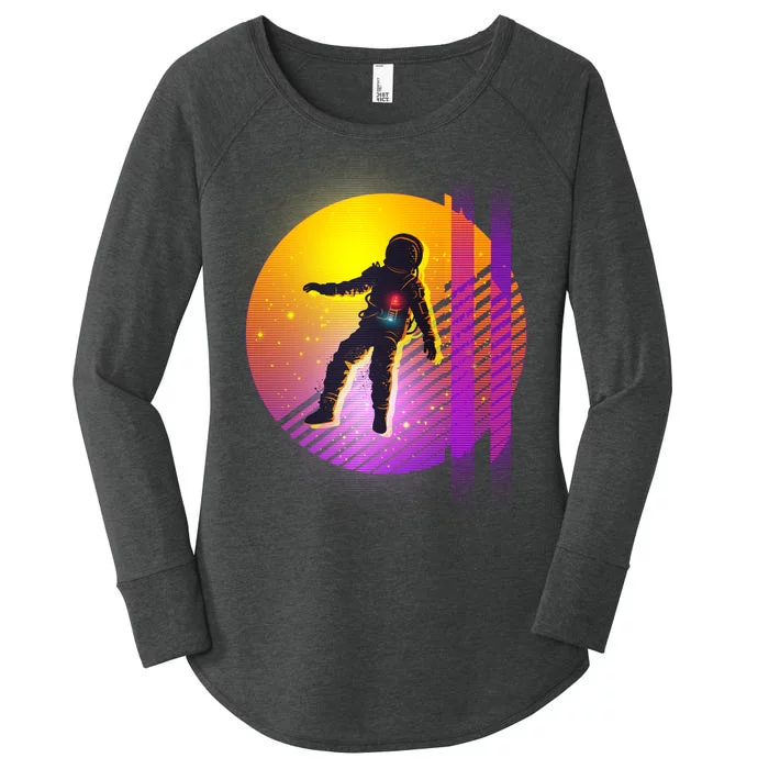 Retro 80's Glitch Astronaut Women's Perfect Tri Tunic Long Sleeve Shirt