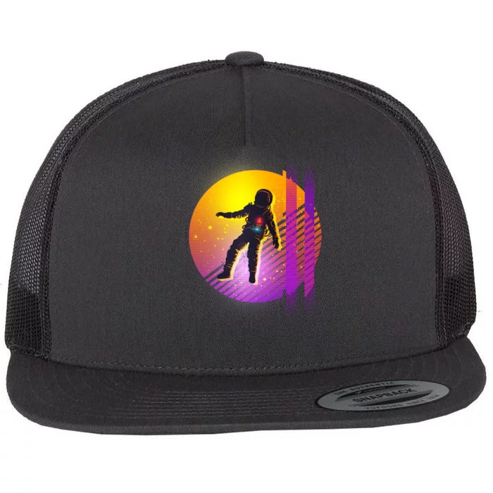 Retro 80's Glitch Astronaut Flat Bill Trucker Hat