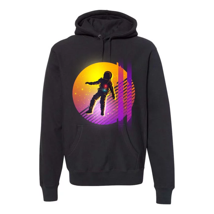 Retro 80's Glitch Astronaut Premium Hoodie