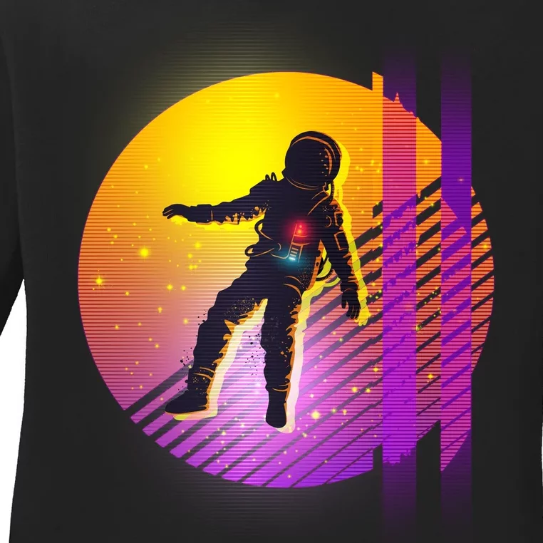 Retro 80's Glitch Astronaut Ladies Long Sleeve Shirt