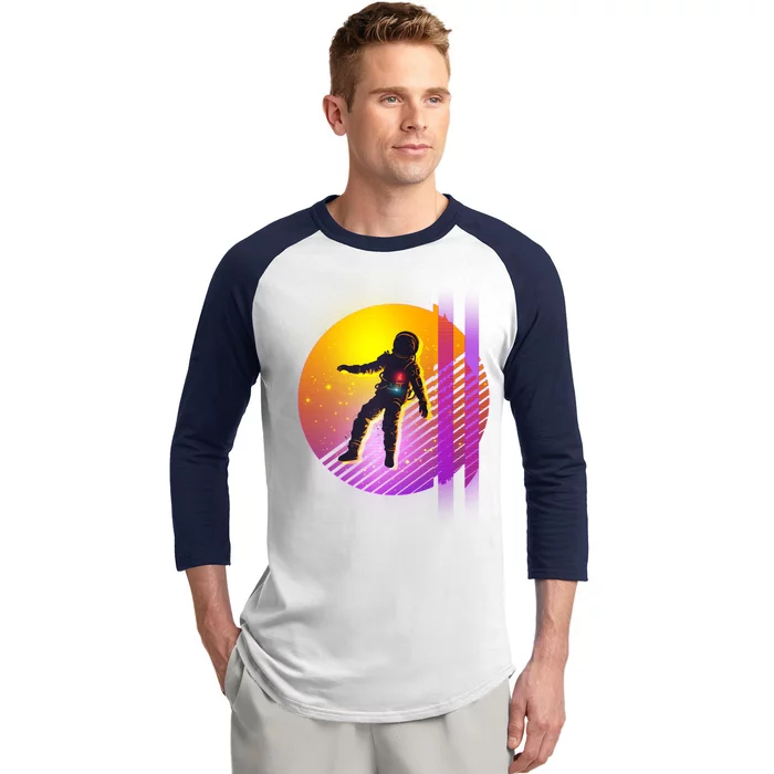 Retro 80's Glitch Astronaut Baseball Sleeve Shirt