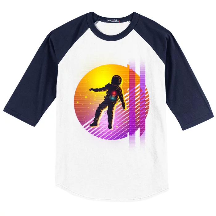 Retro 80's Glitch Astronaut Baseball Sleeve Shirt