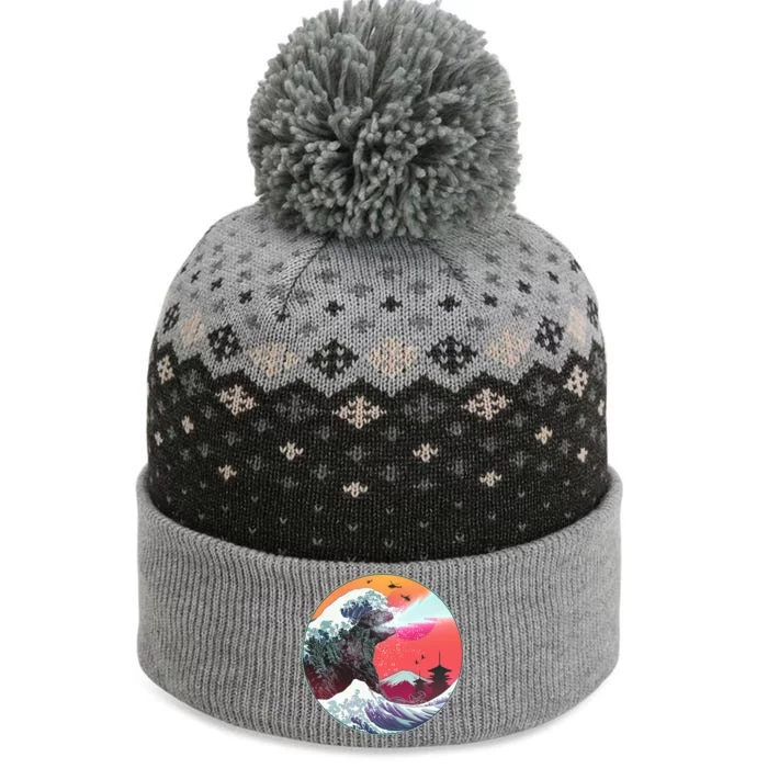 Retro 80's Godzilla Attack Wave The Baniff Cuffed Pom Beanie