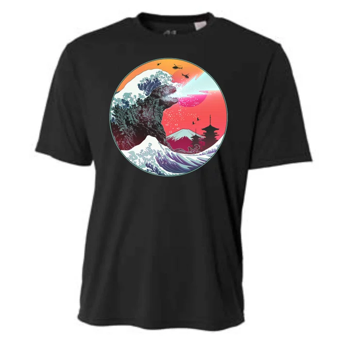 Retro 80's Godzilla Attack Wave Cooling Performance Crew T-Shirt