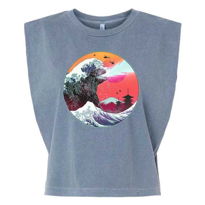 Retro 80's Godzilla Attack Wave Garment-Dyed Women's Muscle Tee