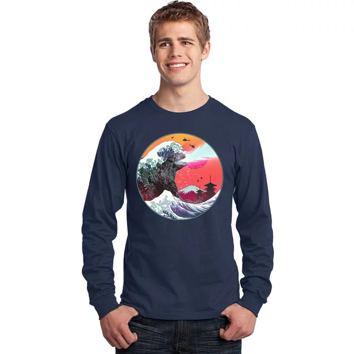 Retro 80's Godzilla Attack Wave Tall Long Sleeve T-Shirt