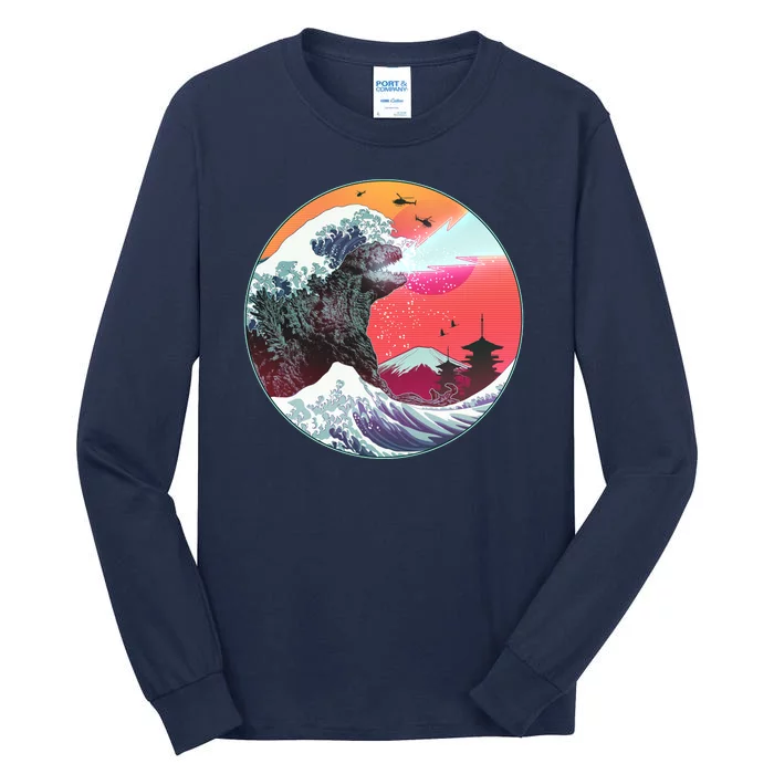 Retro 80's Godzilla Attack Wave Tall Long Sleeve T-Shirt