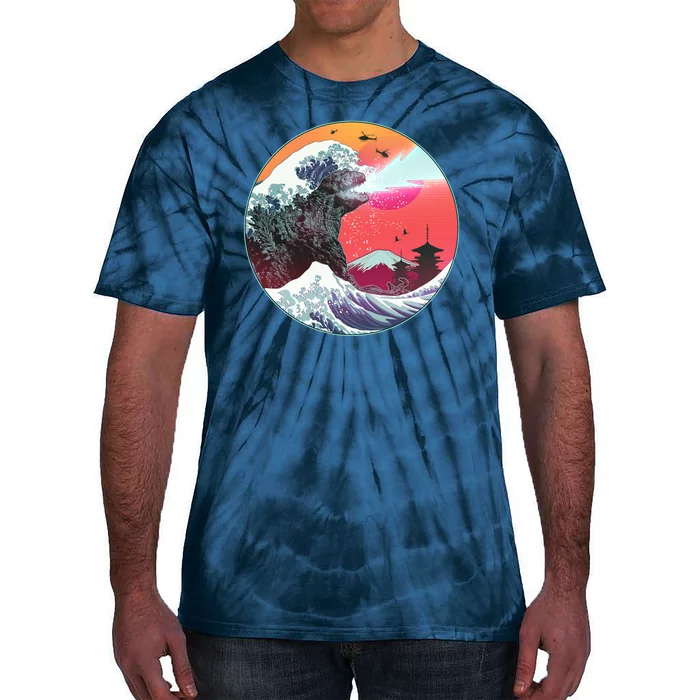 Retro 80's Godzilla Attack Wave Tie-Dye T-Shirt