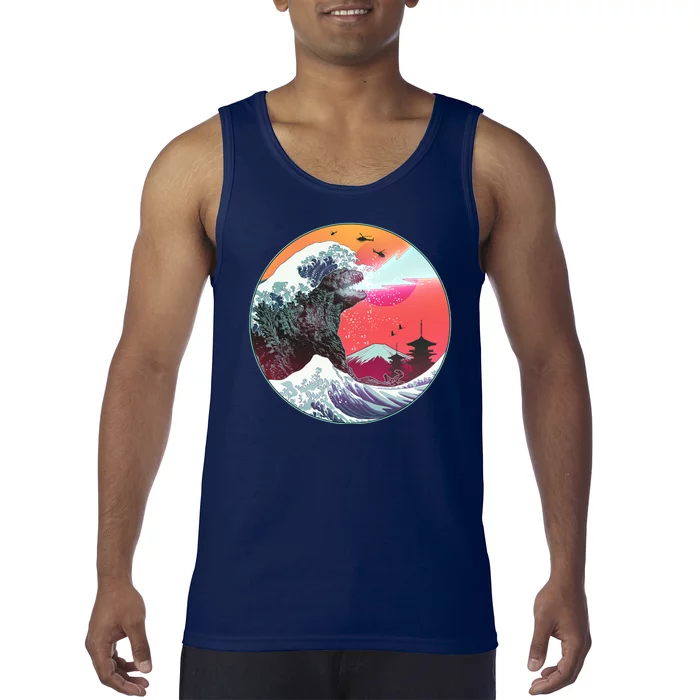 Retro 80's Godzilla Attack Wave Tank Top