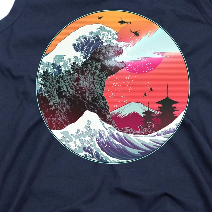 Retro 80's Godzilla Attack Wave Tank Top