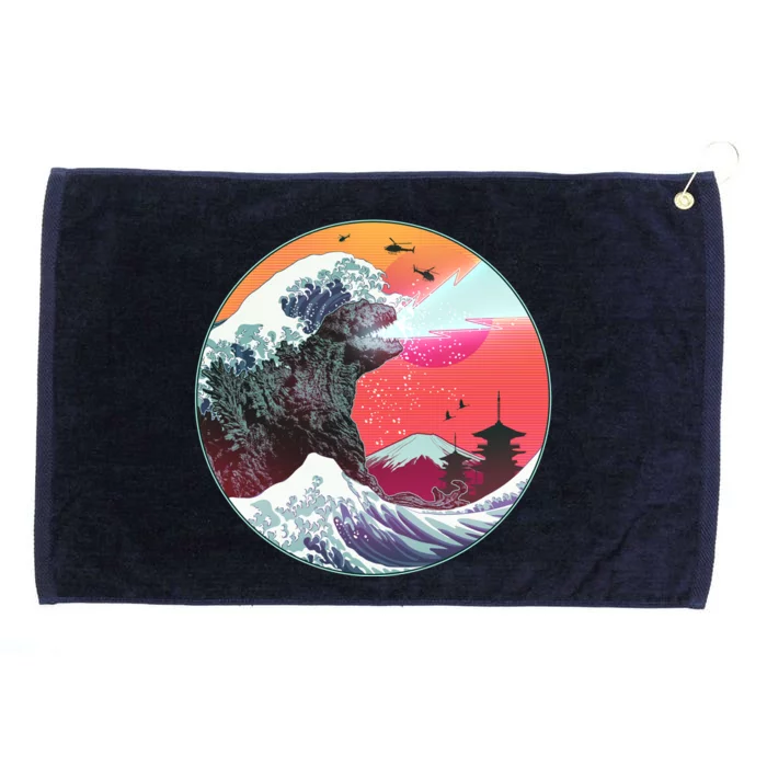 Retro 80's Godzilla Attack Wave Grommeted Golf Towel