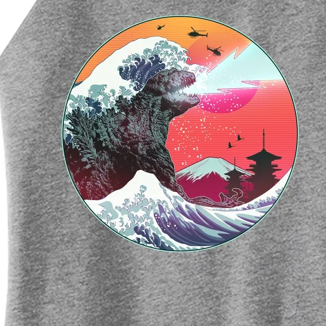 Retro 80's Godzilla Attack Wave Women’s Perfect Tri Rocker Tank