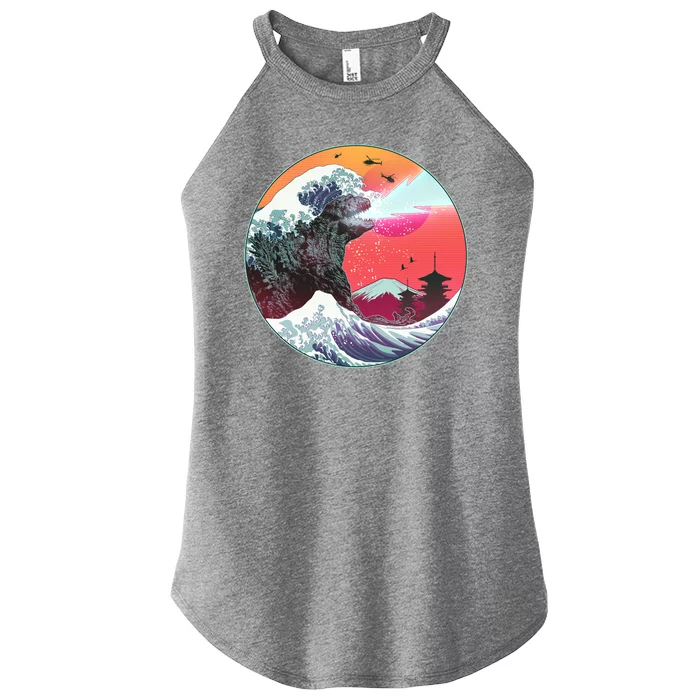 Retro 80's Godzilla Attack Wave Women’s Perfect Tri Rocker Tank