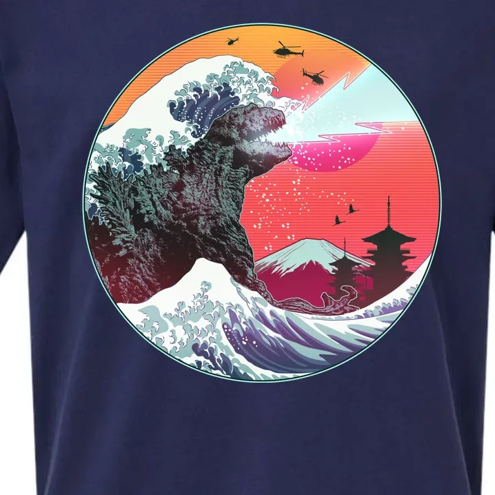 Retro 80's Godzilla Attack Wave Sueded Cloud Jersey T-Shirt